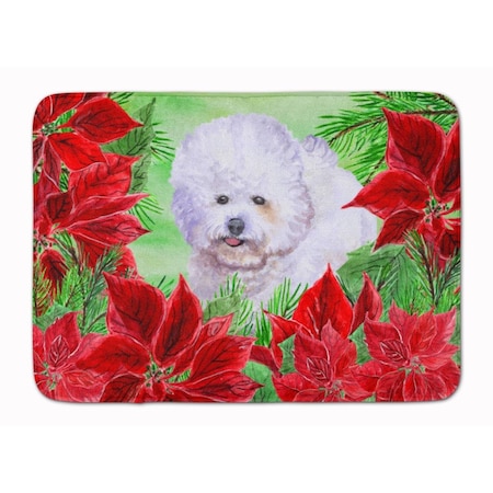 Carolines Treasures Bichon Frise Poinsettas Machine Washable Memory Foam Mat CK1297RUG